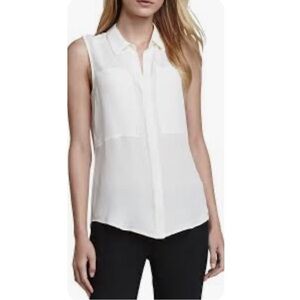 Theory SILK 100% Womens Duria Sleeveless Button Down Cream Blouse Size M